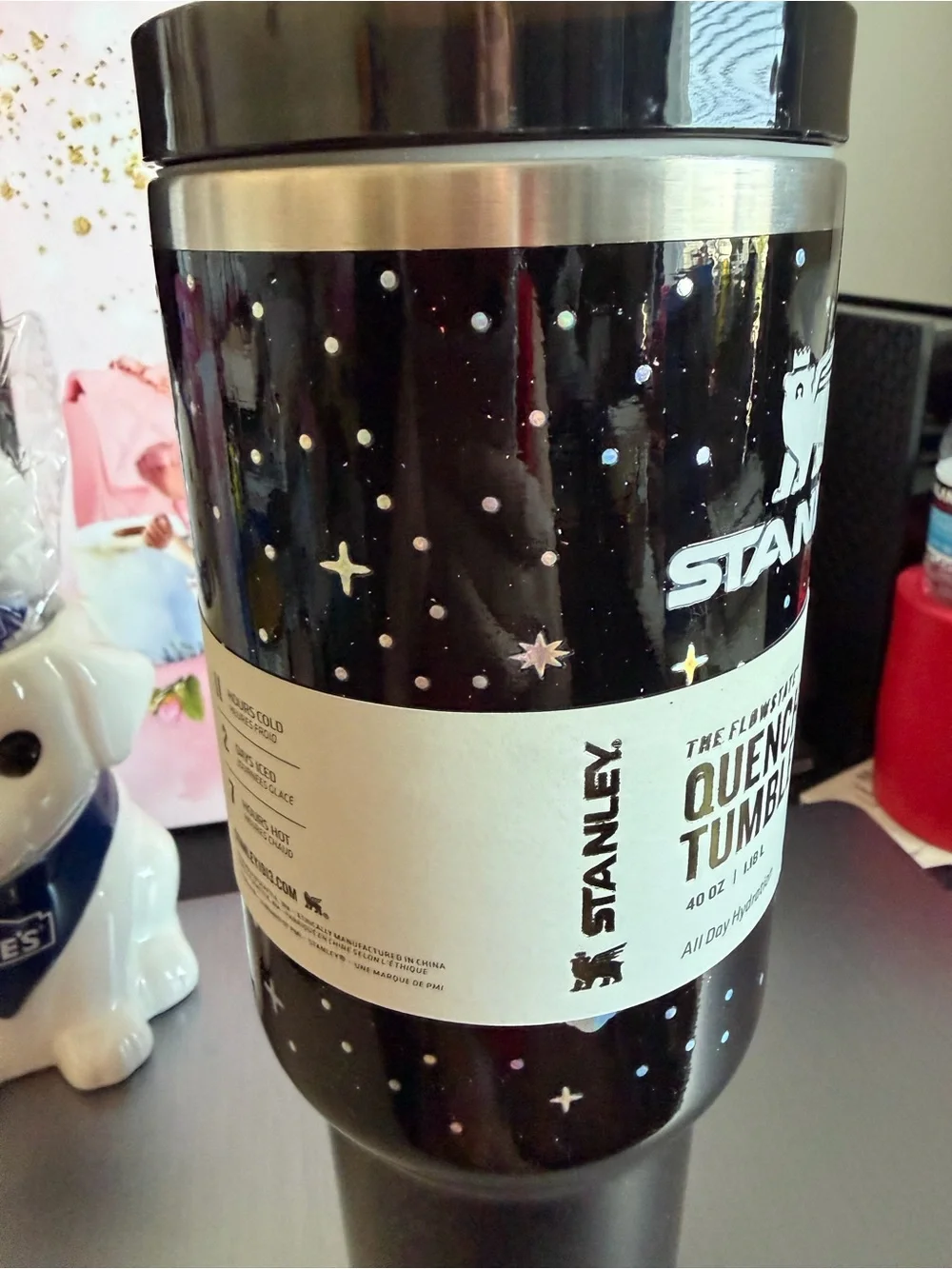 Stanley Quencher H2.0 Tumbler - Black & Purple with Stars, Moon, Bats RARE - Picture 2 of 9